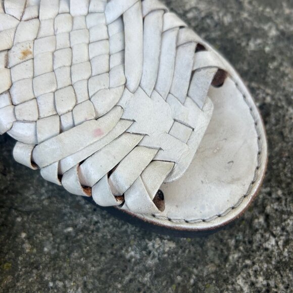 Brand X Mexican Huaraches White Woven Leather Size 6.5 - Picture 4 of 7